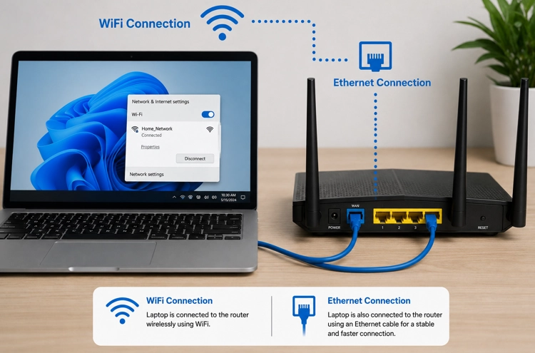 Connect device to router network