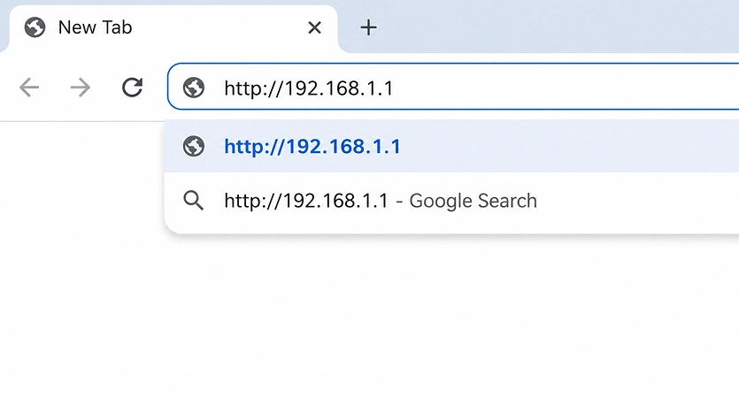 Enter 192.168.1.1 in browser address bar