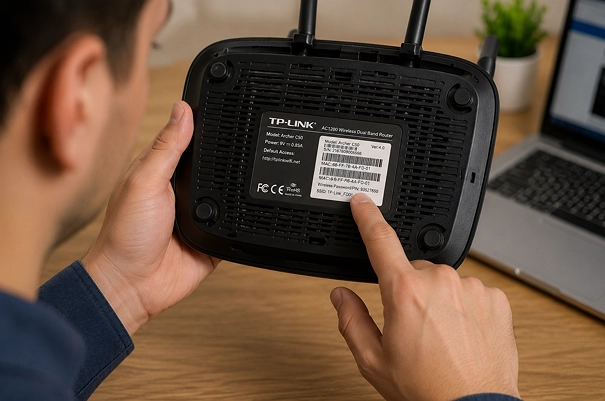 find router username and password on router label