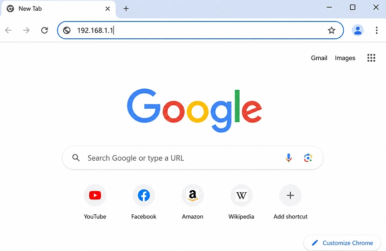 Type 192.168.1.1 in browser